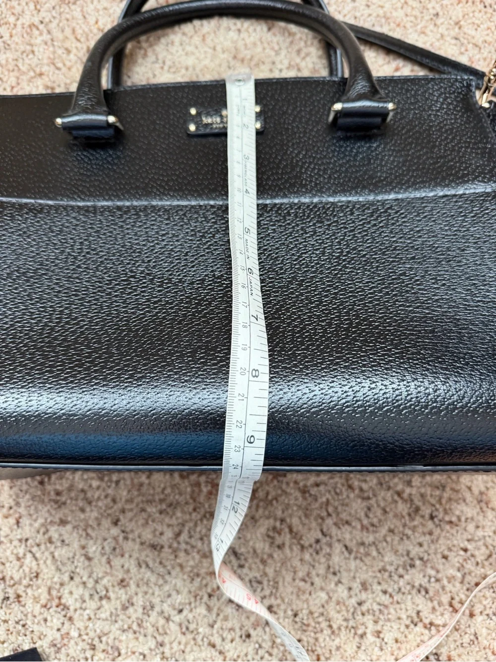 kate spade Black Pebbled Leather Satchel with Top Handles